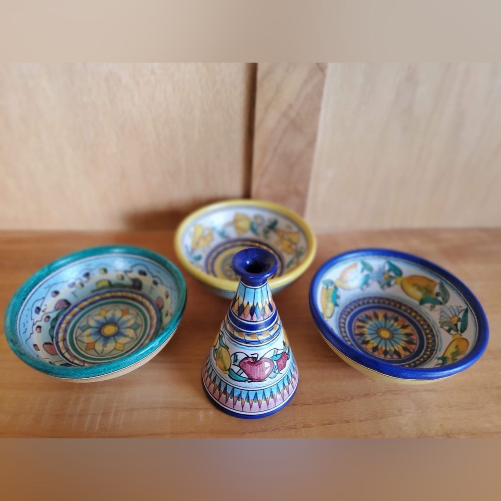 Hand Painted Italian Finger Bowls + Tiny Pitcher